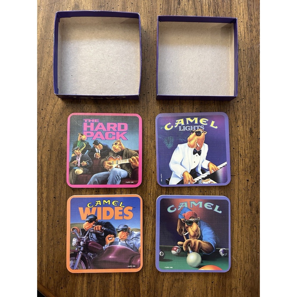 Vintage Camel Coasters 4 Piece Set 1992 Cool Vibes Rare Collectible USA Printed